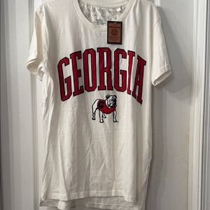 Georgia Bulldogs White Tee with Red Logo